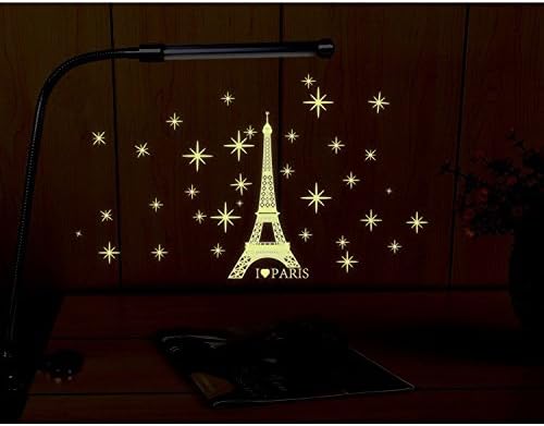 Radium Eiffel Tower ' Glow in Dark Wall Sticker (PVC Vinyl, 21 cm X 29.7 cm, Night Glow Stickers)