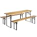 Best Choice Products VD-2837OP Products 3-Piece Portable Folding Picnic Table Set w/Wooden Tabletop, Brown/Black