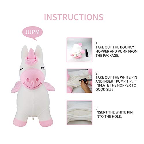 Bouncy Unicorn Hopper for Toddlers-Hopping/Bouncing/Bounce Horse, Jumping Horse, Inflatable Ride-on Animal Toy for Kids/ Children/ Boys/ Girls Plush Covered(Include Pump) - Thumbnail 5