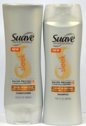 Suave Sleek Duo Set Shampoo Conditioner For Dry Or Frizzy Hair