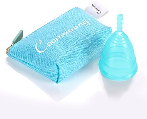 Coomammy Reusable Menstrual Cup with Zipper Bag,Most Economic and Comfortable Feminine Hygiene Period Cup,Heavy flow,Post-Childbirth(Large, Turquoise)
