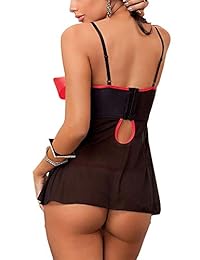 Conjunto de lencería sexy con lazo rojo para mujer