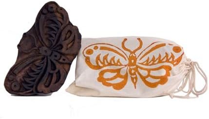 Hand Carved Wood Block Stamp - Butterfly