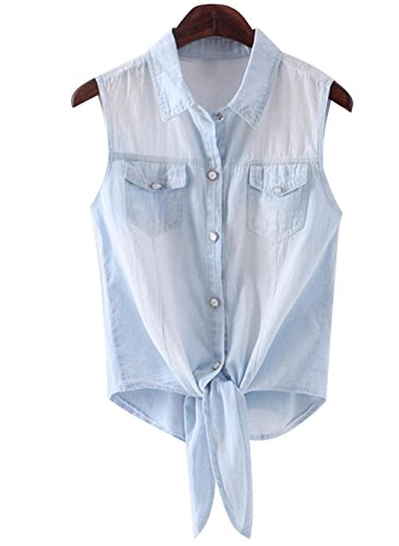 Summer Womens Thin Denim Sleeveless Jean Jacket Vest Girls Cropped