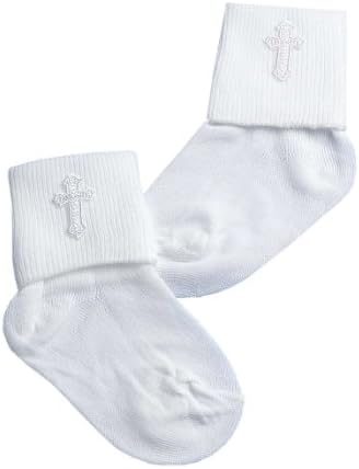 Lauren Madison Baby Boy Christening Socks with Cross Appliques