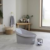 Shnuggle Toddler Bath Taupe Beige with Backrest Anti Slip Drain Plug view 10