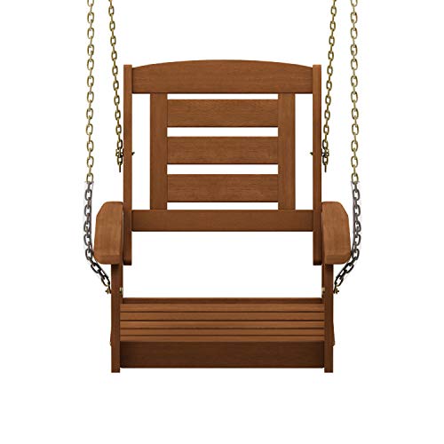 Furinno Tioman Hardwood Porch Swing with Teak Oil Support, Natural
