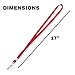 MIFFLIN-USA Flat Lanyards for ID Badges (Red, 36 Inch, 25 Pack), Comfortable Neck Straps