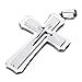 MENDINO Mens Large Polished Stainless Steel Three Giant Cross Pendant Necklace Silver with 22 inch Chain