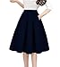 Tandisk Women's Vintage A-line Printed Pleated Flared Midi Skirt with Pockets