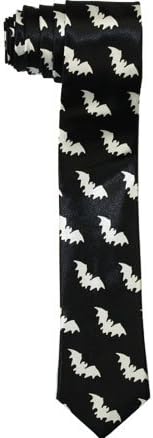Outer Rebel Fashion Tie- Skinny Black with White Bats