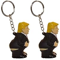 RRSHUN 2Pcs Trump Keychain Funny Squeezable Key Chain Key Holder Stress Relief Novelty Collection Gift Black