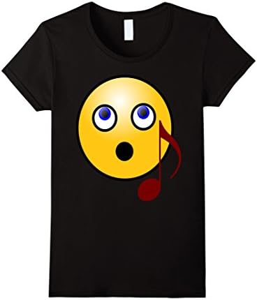 Womens Singing Smiley Face Emoji Music Note T Shirt 2 Medium Black