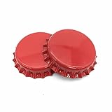 IGOGO 100 PCS Crown Bottle Caps Double Both Sided Colors Craft Linerless 2 sided Red