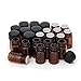 ZEJIA 2ML Essential Oil Roller Bottles, 24 Pack Amber roller bottles for oils, Mini Glass Roll on Bottles with Stainless Steel Roller Balls&2 Droppers