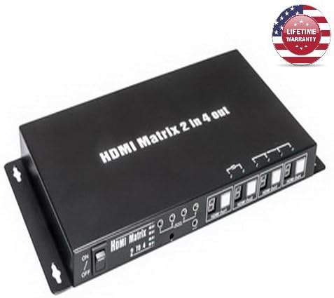 1 Pack X 2 in/4 out HDMI Matrix Switch with IR Extension, 3D Ready - By Nexiron