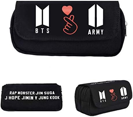 Hangyuan BTS Pencil Case Bangtan Boys Big Capacity Pencil Bag Pouch Student Office College Middle School High School Large Storage