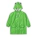 Children Kids Cute Cartoon Waterproof Hood Raincoat Poncho Jacket Rain Coat Suit Fit for Age 3-8 Years Old Green
