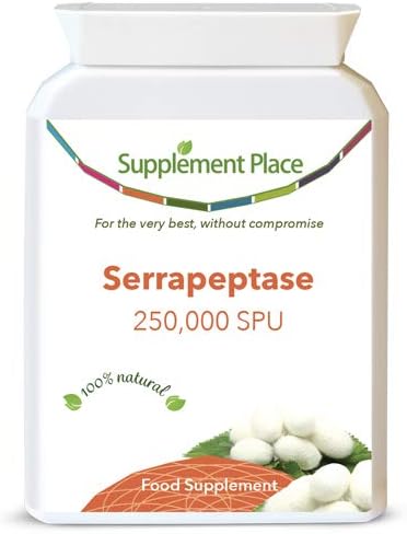 Serrapeptase 250,000SPU Reduce Inflammation & Cysts Clear up Mucus Enhance Blood Flow - by Supplement Place (Tub of 240 Capsules (250,000 IU))