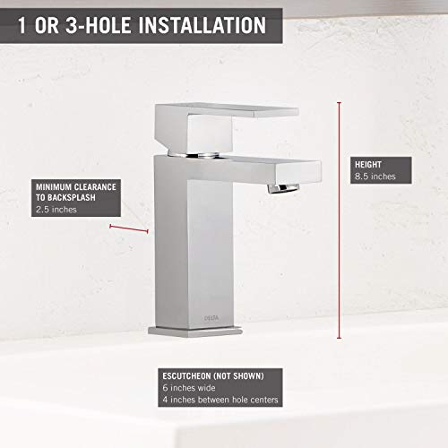 Delta Modern SingleHandle Bathroom Faucet with Drain Assembly, Chrome
