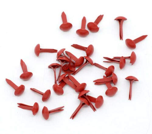 1000 x Red Pastel Round 9mm x 5mm Brads (Bradlets) for Card Making, Scrapbooking Art (Red)