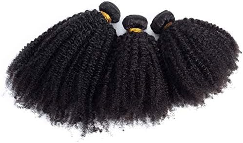 9A Afro Kinky Curly Hair Brazilian Curly Hair Bundles 100% Unprocessed Virgin 4B 4C Hair Bundles Afro Kinky Curly Human Hair Extensions Natural Black Color (10" 10" 10", Natural Black)
