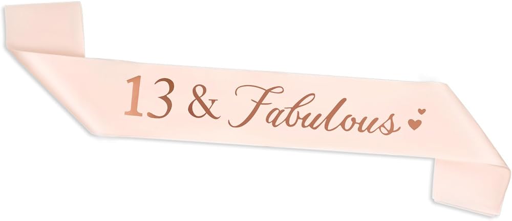 CHEERYMAGIC 13th Birthday Sash Rose Gold Satin for Women Party Gift A3AXFAB
