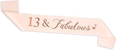 CHEERYMAGIC 13th Birthday Sash Rose Gold Satin for Women Party Gift A3AXFAB