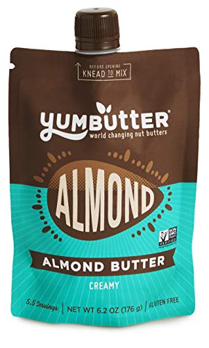 Creamy Almond Butter by Yumbutter, Gluten Free, Vegan, Non GMO, 6.2oz Pouch