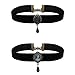 BodyJ4You Cameo Choker Black Velvet Necklace Antique Rose Pendant 2PC