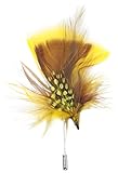 Stacy Adams Men's Feather Lapel Pin, Brown/Yellow, One Size