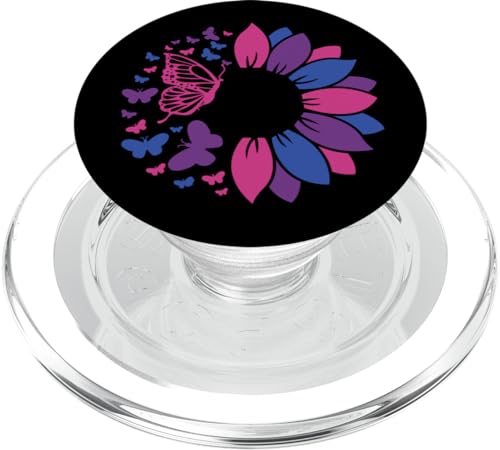 Bisexual Subtle Bi Pride LGTBQ Gay Pride Sunflower Butterfly PopSockets MagSafe…