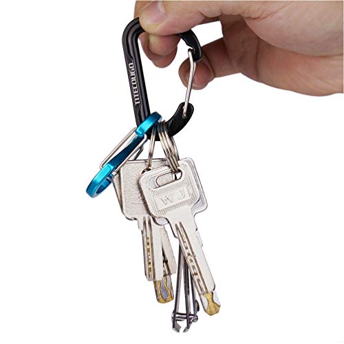 TITECOUGO 6cm D Shape Carabiner Clip Hook D-Ring Key Chain Nonlocking Durable Keychain Mini Carabiners 60mm Small dd Keyring Chains Ring Climbing Lighter Outdoor for Men and Women Sky Blue 2 PCS