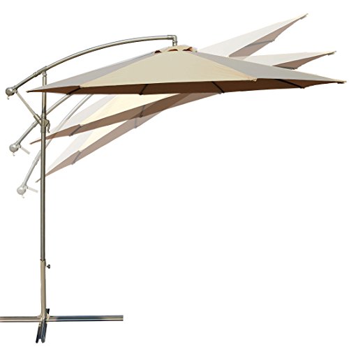 Balichun 10 Feet Offset Cantilever Hanging Patio Umbrella Outdoor Garden Deck Waterproof Pu Coating 10 Khaki On Galleon Philippines