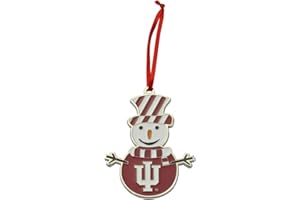 COLLEGIATE PULSE Indiana Hoosiers Candy Stripe Metal Snowman Christmas Ornament