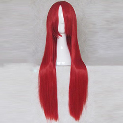 FAIRY TAIL Erza Scarlet 80CM Long Deep Red Cosplay Wig + Free Wig Cap