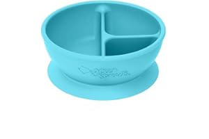 green sprouts Learning Bowl | Helps toddler develop independent eating skills | Heat-resistant silicone, Suction cup base with easy-release tab, 3 sections marked to measure portions, Dishwasher safe