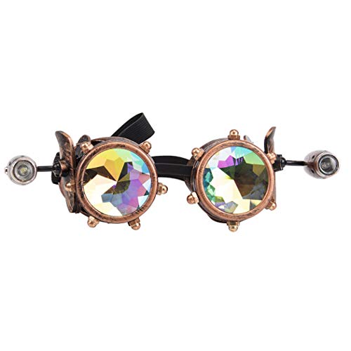 Vintage Rave Steampunk Glasses Kaleidoscope Festivals Goggles for Cosplay Party