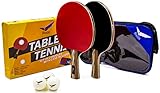 Rivon Ping Pong Paddle Set - 2 Table Tennis Rackets, 3 Balls and Travel Case - Affordable Pro Performance - Professional Grade Materials 6 Star Quality - Best Power, Precision and Speed
