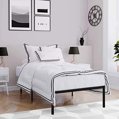HAAGEEP 18 Inch Platform Twin Bed Frame with Storage Metal Bedframe No
