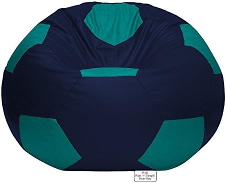 Rns Rest N Sleep Sports Football Chair Filled Bean Bags With Beans Filler 3xl Teal Green And Navy Blue