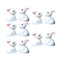 hwangli 10Pcs Lovely Mini Rabbit Resin Crafts Miniature Bonsai Plants Landscape Garden Decor White