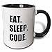 3dRose Eat Sleep Computer Coder Programmer Love To Program Coding Two Tone Mug, 11 oz, Black