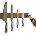 Magnetic Knife Strip In Dark Walnut (16 Inch) with Stainless Steel Bottle Opener and Cap Catcher | For Chef Knives and Kitchen Tools, Easy Installation | Modern Design