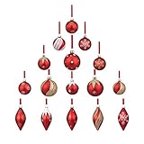 youseexmas Glass Christmas Ornaments Red Pack of 16