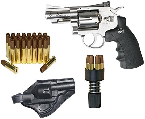 Dan Wesson Licensed ASG .177 Caliber CO2 BB Airgun Revolver Starter Packages - Includes 25 Extra Cartridges/Shells and Holster - 2.5", 4", 6" and 8" Available
