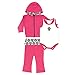 Yoga Sprout Unisex Baby Cotton Hoodie, Bodysuit or Tee Top, and Pant, Pink/Black Damask, 3-6 Months (6M)
