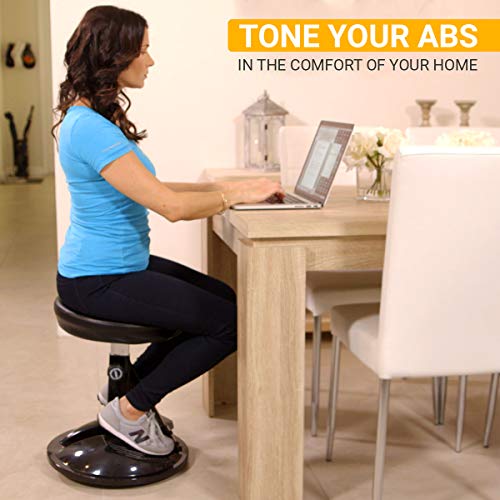 Silverfeat Wobble Stool Adjustable Bench | Wobble Chair for Office or Home Workout | Ideal to Improve Your Posture and Tone Your Core | Stainless Steel Desk Stool | Ergonomic Desing | Black