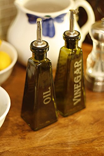 Vintage Green Oil and Vinegar Set - Laser Engraved Gifts - Oil Vinegar Dispenser - Gifts for Her - Kitchen Decor - Kitchen Gifts - Olive Oil