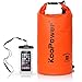 Koopower Dry Bag Sack, 20L Dry Gear Backpack with Universal Waterproof Phone Case for Boating, Kayaking, Rafting, Fishing, Camping, Canoeing, Swimming, Snowboarding, Driving (Orange)